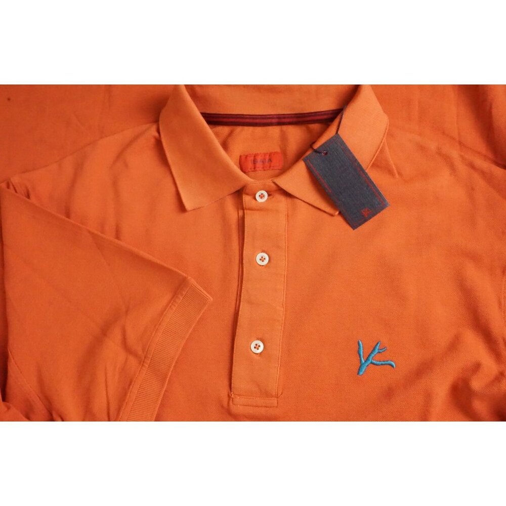 Isaia Orange Coral Short Sleeve 100% Cotton Polo Shirt Sz L  Brand New W Tags